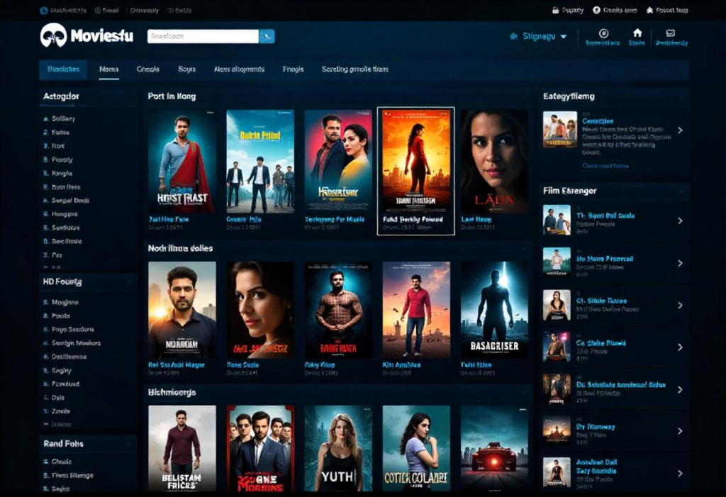 300mbmovies4u website interface with a collection of movie posters.