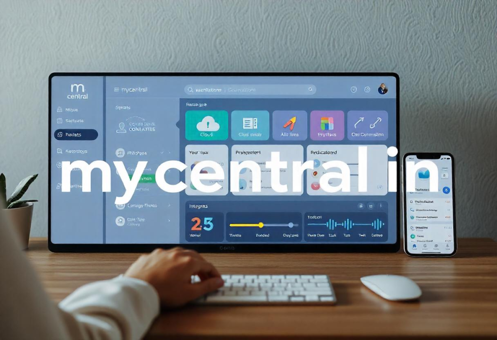 A detailed illustration representing the functionality and interface of "mycentral in."