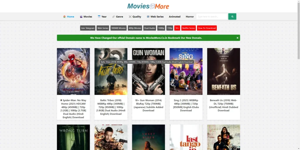 A vibrant image showing the moviesmore platform with popular movies and TV shows displayed in a sleek user-friendly interface.