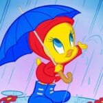 A vibrant cartoon drawing of Tweety Bird with its trademark yellow feathers and innocent expression.