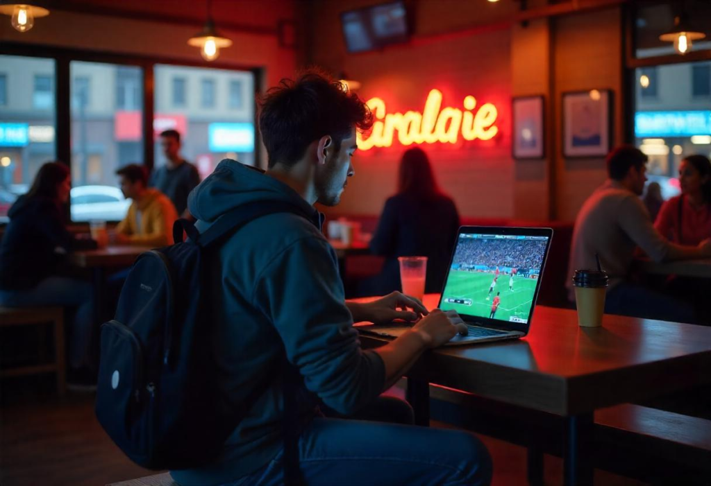 Live sports streaming on a laptop and smartphone.