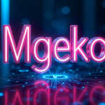 Mgeko – A futuristic digital concept with neon glowing text, holographic elements, and a high-tech cybernetic background.