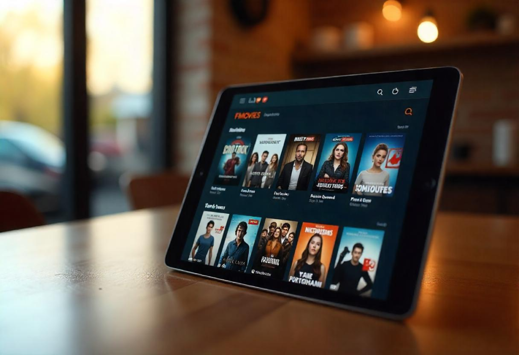 A digital interface showing TinyZone TV’s movie and TV show streaming platform.