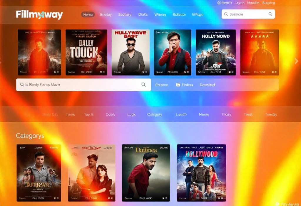 Filmy4way website interface showcasing movie selections